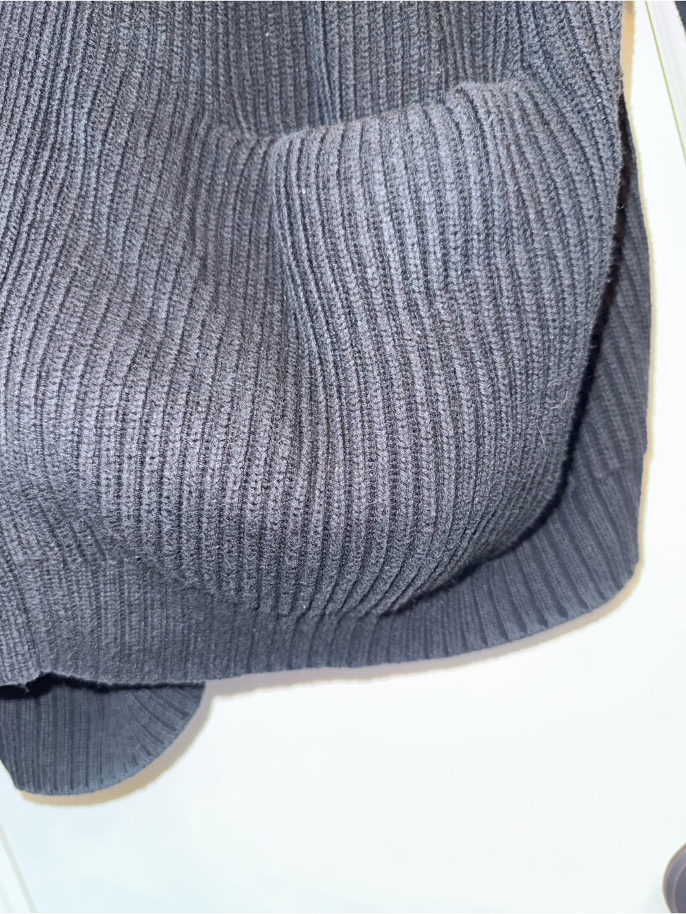 Quince 100% Organic Cotton Oversized Cardigan Black Ribbed Knit Sweater Large - Picture 6 of 10